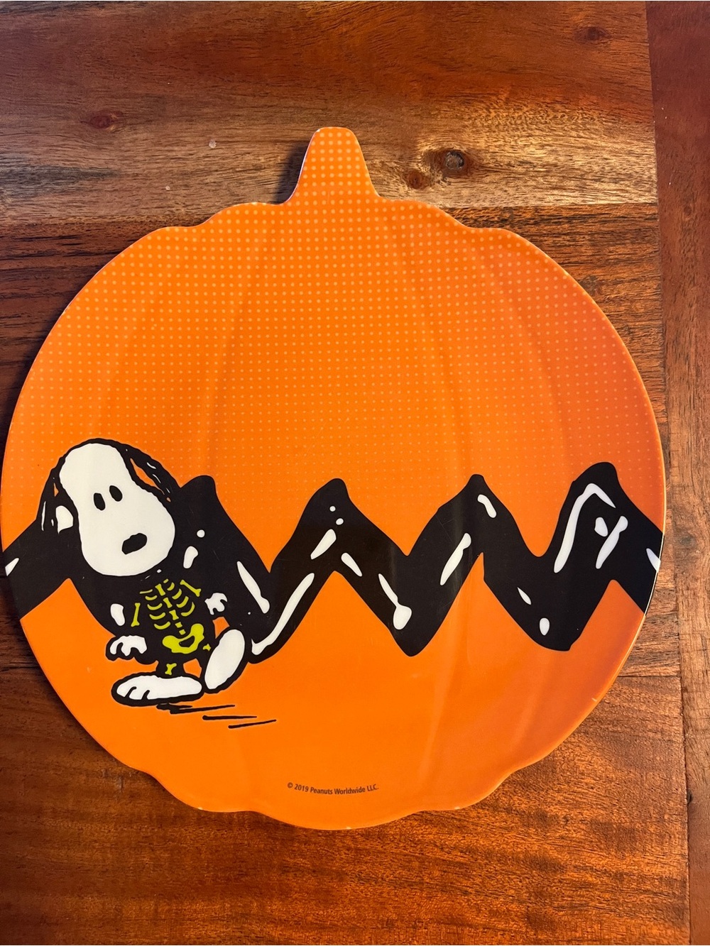 Zak Designs Snoopy Peanuts Pumpkin Shaped Fall Halloween 8”Melamine Plate